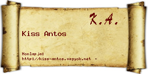 Kiss Antos névjegykártya